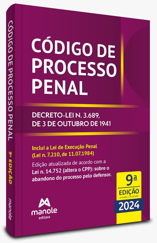 Código de Processo Penal - 9ª Edição - Decreto-lei n. 3.689, de 3 de outubro de 1941